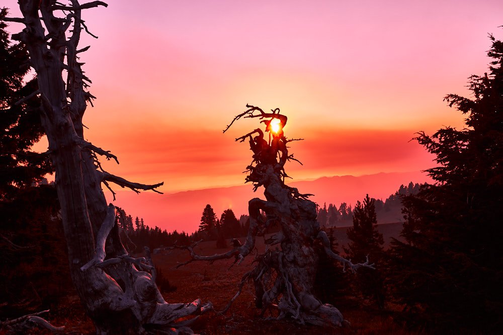 Fire sunset at Crater Lake National Park
